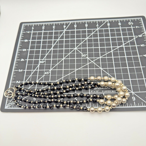 Vintage HOBE Necklace Signed Triple Strand Faceted French Jet 16" - Picture 7 of 7